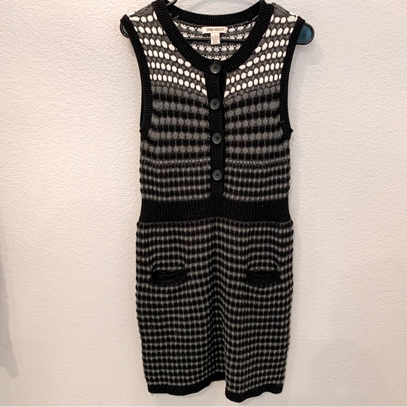 Spring + Mercer Black Gray Sleeveless Chunky Knit Sweater Dress Size Large - Picture 10 of 10